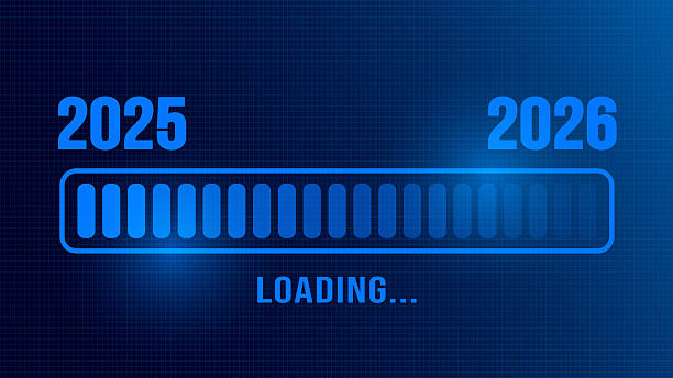 نمایی مفهومی از پیشرفت تکنولوژی با نوار بارگذاری آبی رنگ، نشان‌دهنده آینده توسعه وب