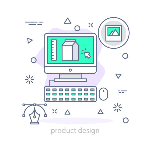 طراحی محصول دیجیتال مدرن تصویر گرافیکی از فرآیند طراحی محصول مدرن با محوریت UI/UX