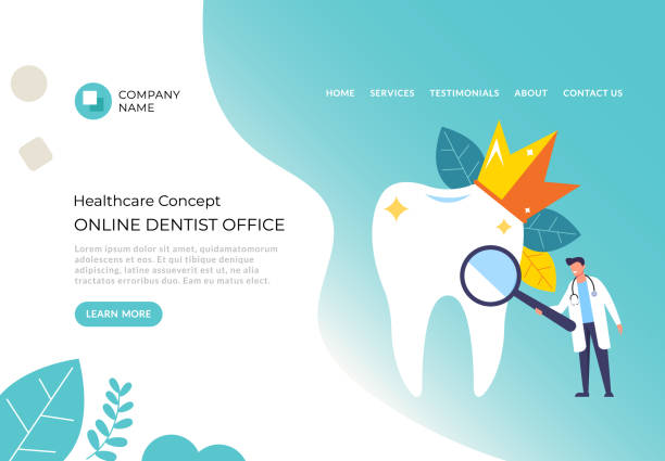 تصویری کارتونی از مطب دندانپزشکی و مفهوم خدمات درمانی