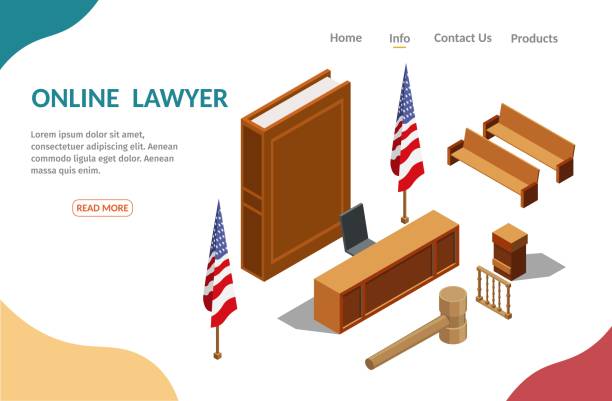 وکتور خدمات وکالت آنلاین و طراحی وب ریسپانسیو برای سایت حقوقی با قابلیتهای مدرن
