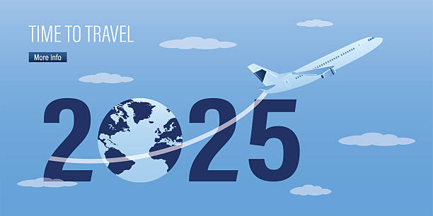 هواپیما در حال پرواز به دور دنیا در سال 2025 - نمادی از جذب گردشگر با طراحی سایت خلاقانه