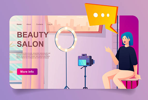 بلاگر زیبایی در حال ضبط ویدیو برای تبلیغات ویدیویی سالن زیبایی در یوتیوب و اینستاگرام