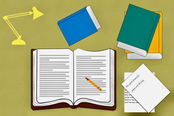 کتابهای چیده شده روی قفسه که نماد تولید محتوای کتاب هستند.