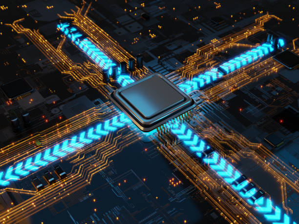 پردازنده و مدار الکترونیکی نماد سرعت و تکنولوژی در طراحی وبسایت