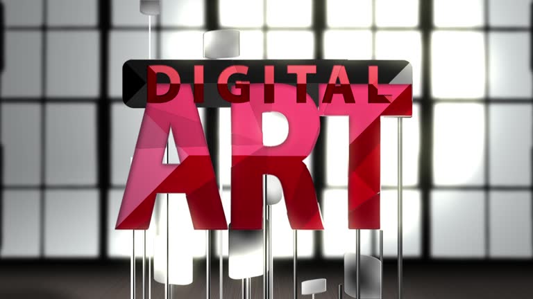 یک گالری هنری دیجیتال مدرن طراحی شده با وردپرس که آثار هنری را روی نمایشگرهای بزرگ نمایش میدهد و نمادی از برندسازی دیجیتال هنری در 2025 است.