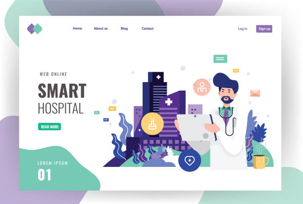 طراحی سایت بیمارستان خصوصی با UX/UI پیشرفته در 2025 که پزشک با تبلت کار میکند.