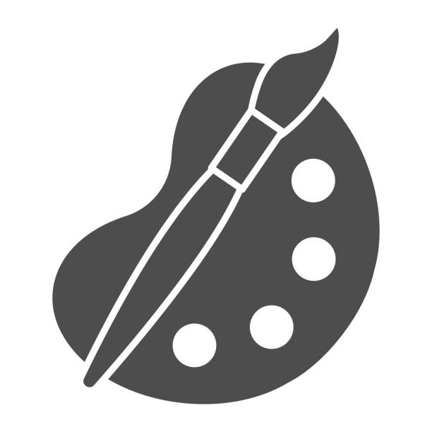 نمادهای هنر و خلاقیت در طراحی UI آیکون قلم مو و پالت رنگ برای طراحی سایت هنری