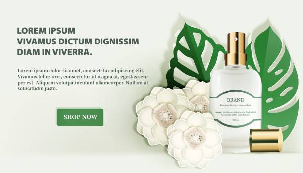 طراحی بصری وبسایت حرفهای عطر طراحی بنر تبلیغاتی برای وب سایت فروشگاه عطر با الهام از گلهای سفید و طبیعت