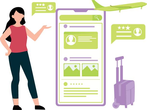 دختر در حال رزرو آنلاین سفر با لپتاپ - بهینهسازی UX/UI پلتفرم سفر