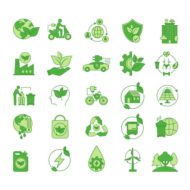 آیکون‌های طراحی سایت برای شرکت‌های سبز و محیط زیستی