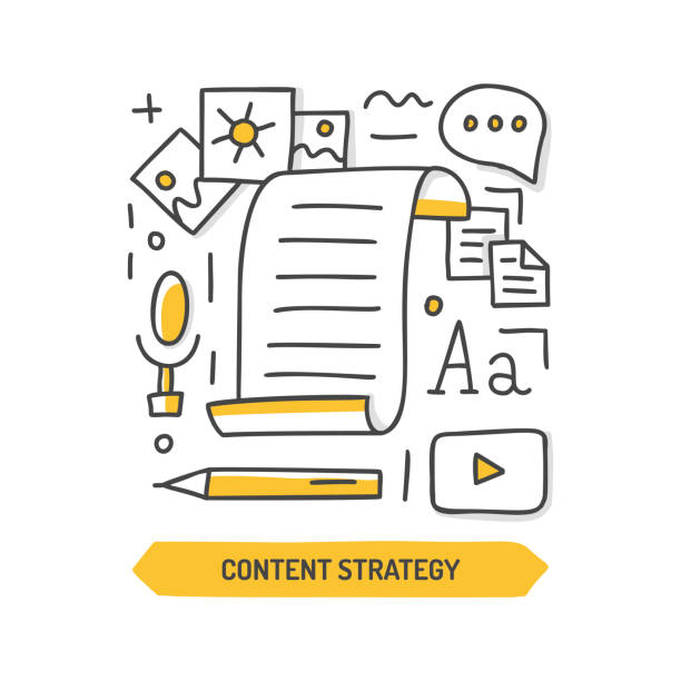 طرح گرافیکی استراتژی محتوا برای بازاریابی دیجیتال شرکت چاپ و تبلیغات