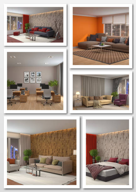 کلاژ نمونه کارهای طراحی داخلی مدرن و لوکس برای جذب مشتریان خاص