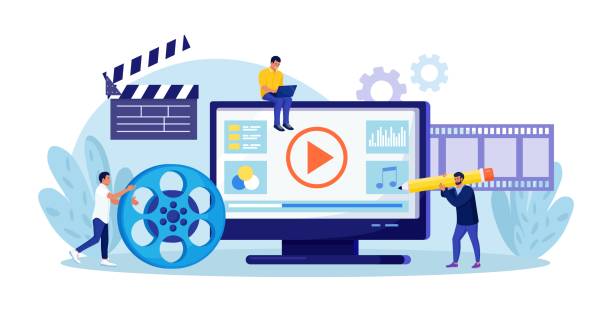 تیم استودیو موشن گرافیک در حال کار روی پروژه با نرم افزار مدیریتی و CRM سفارشی