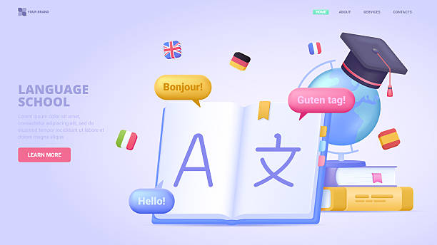مفهوم آموزش آنلاین زبان با استفاده از پلتفرم وردپرس برای وب سایت آموزشی