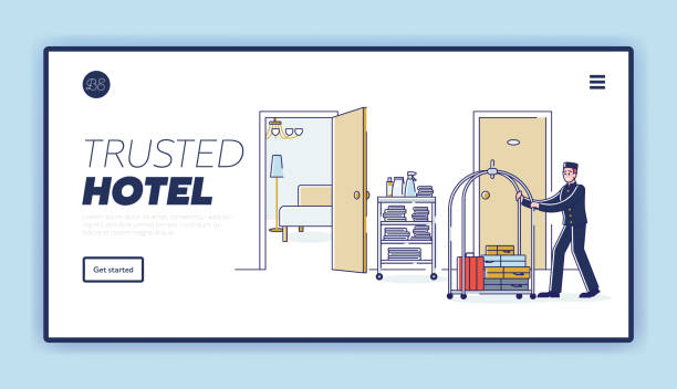 کارمند هتل در حال حمل چمدان مهمان - نمادی از رابط کاربری جذاب و خدماتمحور در طراحی سایت هتل