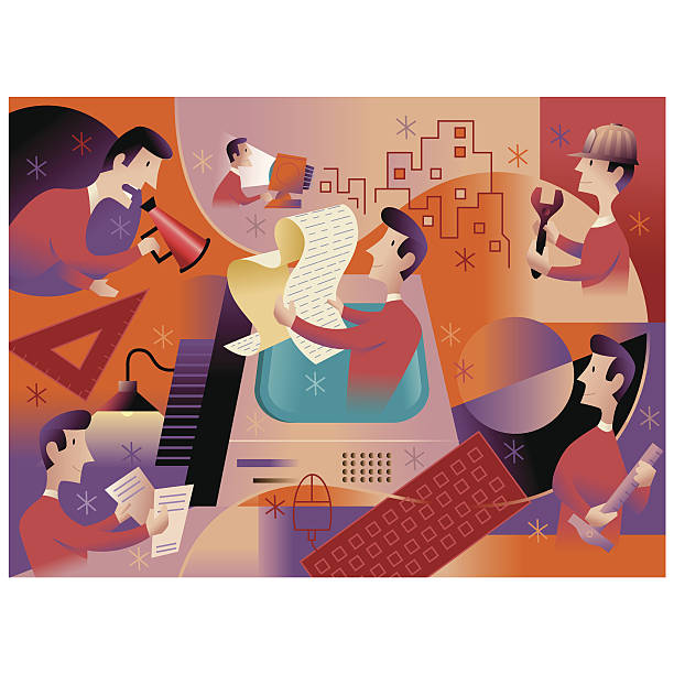 تیم معماری در حال بررسی نقشه برای تولید محتوای سئو معماری و تدوین استراتژی