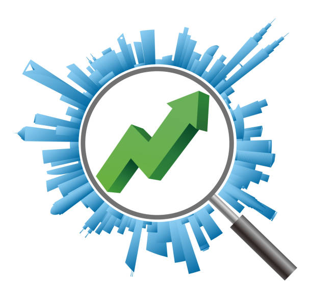 رشد کسب و کار املاک با استراتژی سئو نمودار رشد بازار املاک، نشان دهنده موفقیت با سئو