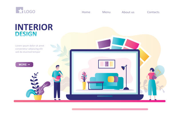 تیم طراحی در حال کار روی رابط کاربری دکوراسیون آنلاین