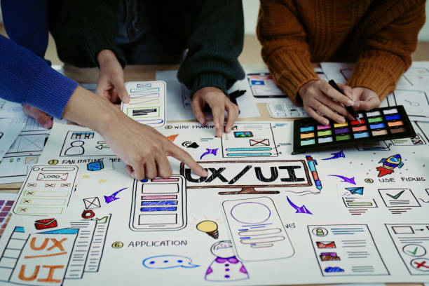 تیم طراحی UX/UI در حال برنامهریزی برای اپلیکیشن سفارش غذا تیم طراحی UX/UI در حال برنامهریزی برای اپلیکیشن سفارش غذا