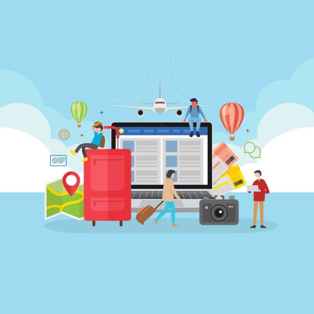 جستجو و رزرو آنلاین سفر با ابزارهای سئو توریسم مفهوم جستجوی آنلاین برای تور و سفر