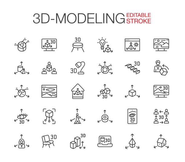 طراحی سایت با واقعیت افزوده برای تجسم معماری نوین اصفهان - مجموعه آیکونهای مدلسازی سهبعدی