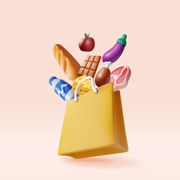 بستهبندی و تحویل محصولات تازه در فروش آنلاین - کیسه خرید با محصولات تازه