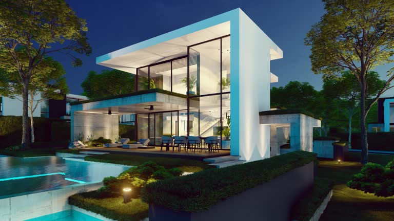 معماری ویلاهای لوکس در کرج ۱۴۰۵: استراتژی برندینگ دیجیتال و طراحی سایت با پورتفولیو تعاملی VR برای دفاتر معماری - طراحی ویلا مدرن با استخر