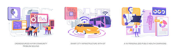 تصاویر مفهومی انتزاعی هوش مصنوعی و اینترنت اشیا برای جوامع هوشمندتر و پایدارتر - پایان گرمای طاقتفرسای اهواز: استراتژی پشتیبانی سایت و سئو فوق محلی مبتنی بر IoT برای خدمات هوشمند تعمیر کولر، تعمیر کولر هوشمند، پشتیبانی سایت IoT