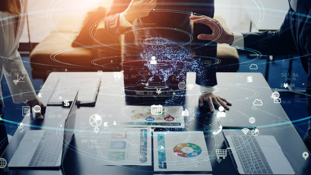 مفهوم شبکه کسب و کار، جلسه بازاریابی و استراتژی دیجیتال - بازاریابی دیجیتال خدمات و پینو سایت