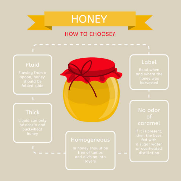 اینفوگرافیک راهنمای انتخاب عسل خوب در ظرف شیشهای برای فروش مستقیم عسل آنلاین و برندینگ دیجیتال