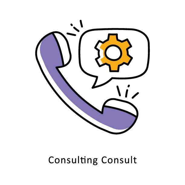 تصویر ایزومتریک مشاوره و راهنمایی، نمادی از استراتژی بازاریابی کلینیک و بهینهسازی تجربه کاربری سلامت