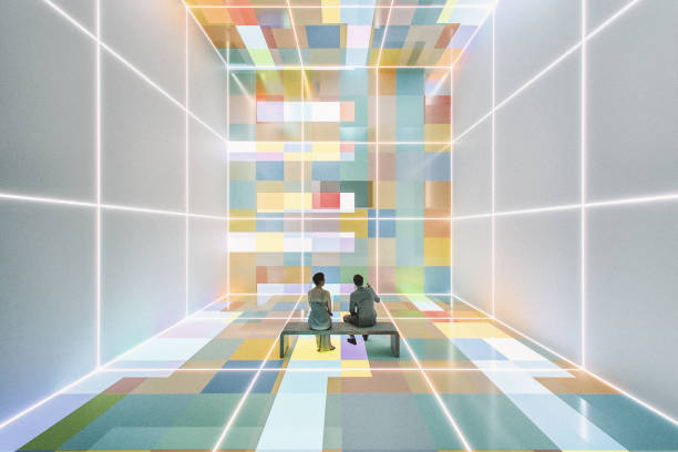 زوجی در حال بازدید از گالری مجازی - نمایش هنر نصف جهان در فضای دیجیتال: استراتژی جامع بهینهسازی تجربه کاربری و طراحی سایت گالری مجازی برای گالریهای هنری اصفهان