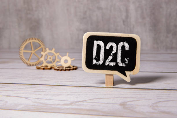 مکعبهای چوبی با حروف D2C و DTC که نماد فروش مستقیم مبلمان و استراتژی طراحی سایت D2C است