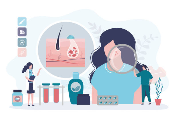 سئو کلینیکهای زیبایی: متخصص پوست در حال معاینه پوست بیمار، استراتژی جذب مشتری شیراز