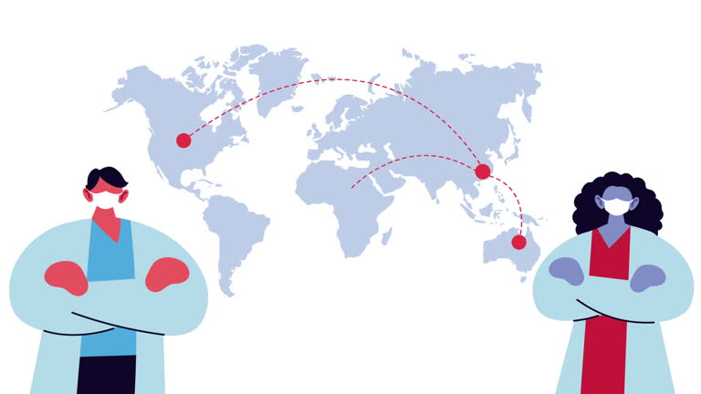 دو پزشک با ماسک صورت - نماد پروتکلهای بهداشتی و سلامت در کلینیکهای کاشت مو برای توریست سلامت