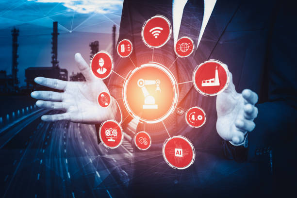 مفهوم تکنولوژی صنعت 4.0 و انقلاب صنعتی چهارم برای کارخانه هوشمند و اتوماسیون صنعتی