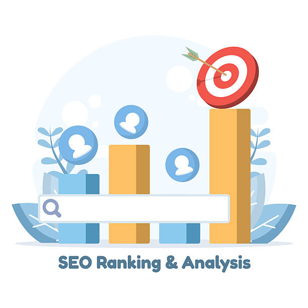 تصویری مسطح از مفهوم رتبهبندی و تحلیل سئو، مناسب برای سئو B2B تجهیزات پزشکی و بازاریابی دیجیتال سلامت