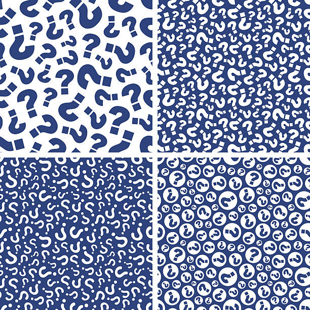 چهار طرح مختلف آبی و سفید با سوالات: نشانگر نوآوری و حل چالش در مدیریت هوشمند پارچه و سئو B2B کارخانجات نساجی یزد