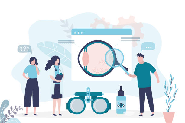 دختر در حال معاینه چشم توسط چشمپزشک - بازاریابی دیجیتال سلامت و جذب بیماران بینالمللی