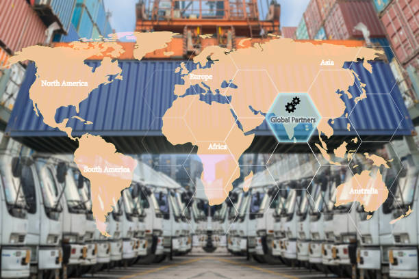 نقشه جهان و شبکههای ارتباطی، نشاندهنده لجستیک و حمل و نقل بینالمللی برای فروش آنلاین ساز کردی و بازار جهانی دف