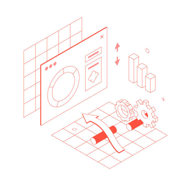 اینفوگرافیک ایزومتریک فینتک - معماری اعتماد فینتک و تجربه کاربری مالی در 2025