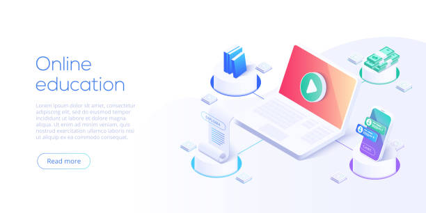 طراحی ایزومتریک کتابخانه آنلاین - تربیت نسل آینده تکاوران دیجیتال در مشهد: استراتژی ساخت پلتفرم LMS و نقش آن در موفقیت دیجیتال مارکتینگ آموزشگاههای برنامهنویسی