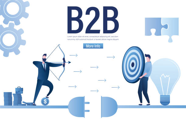 یک تاجر که به سمت هدف و ایده شفافیت زنجیره تأمین در حال تیراندازی است، نمادی از دستیابی به اهداف برندینگ دیجیتال با پورتال B2B و بلاکچین در شرکتهای بازرگانی آبادان