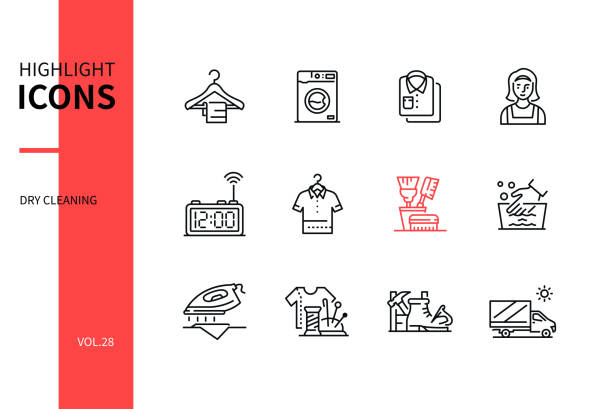 مجموعه آیکونهای خدمات خشکشویی آنلاین و سئو محلی برای طراحی وبسایت در کرج