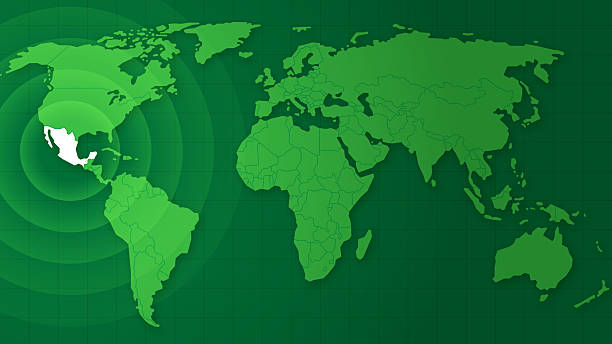رقابت با طعمهای جهانی در پایتخت غذای ایران: نقشه مکزیک با دایرههای فوکوس، نمادی از جهانی شدن و بازاریابی رستورانهای بینالمللی