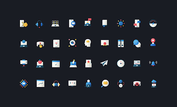 آیکونهای مدرن با سبک تخت که نشاندهنده یادگیری آنلاین، دورههای دیجیتال و ارتباط در پلتفرم آموزشی سفارشی کنکور مشهد ۱۴۰۵