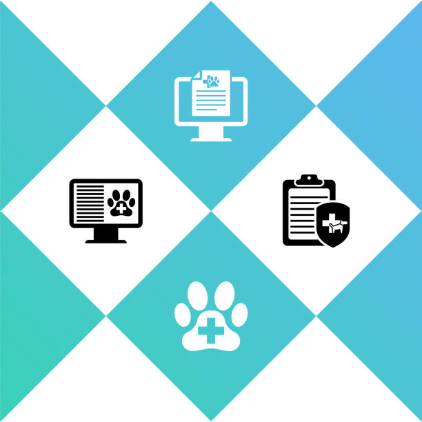 مانیتور کلینیک دامپزشکی و آیکون ثبت حیوانات خانگی - ساخت CRM هوش مصنوعی، طراحی وبسایت در ایران