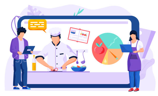 کاربران در حال استفاده از پلتفرم آموزش آشپزی آنلاین طراحی شده توسط پینو سایت