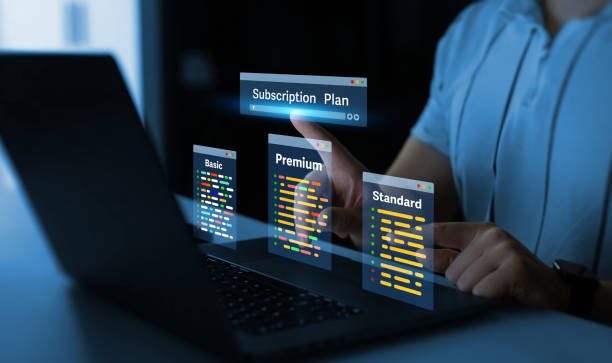 مفهوم طرح اشتراک و خدمات آنلاین، نشاندهنده برنامههای پرداخت شهریه و دورههای آموزشگاه آشپزی آنلاین و نقش نرم افزار مدیریت هنرجو در آن