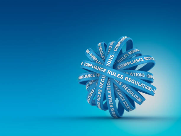 تصویر سه بعدی از حلقه های مدور با مقررات رعایت قوانین - یکپارچگی سئو و نرم افزار مدیریت موکل